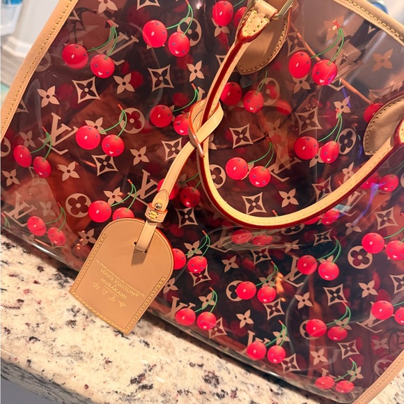 Louis Vuitton Handbags - Louis Vuitton Cherry Monogram Clear Tote - Red with Tan Trim